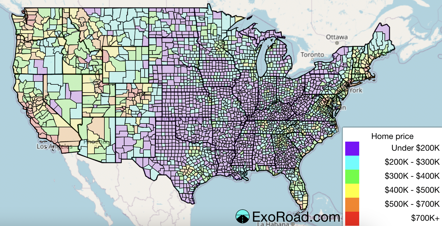 US home price heatmap real estate map